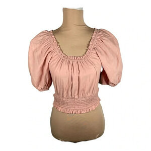 ANNA GRACE Puff Sleeve Boutique Flutter Top New Small